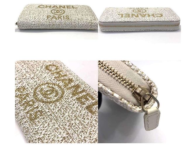 Cartera larga redonda Chanel Deauville Blanco - vista 4
