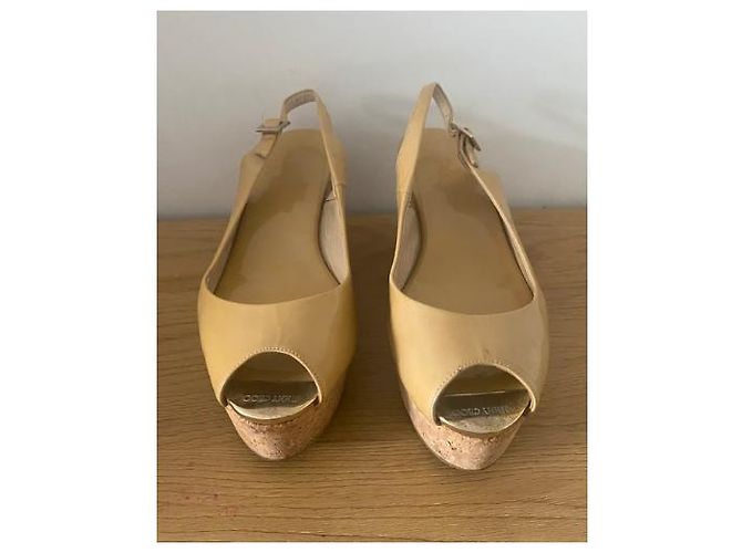 Sandali con zeppa Jimmy Choo in pelle verniciata beige - vista 2