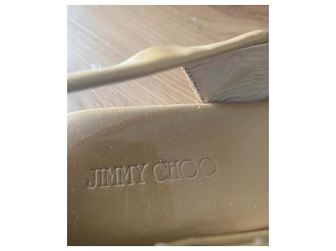 Sandali con zeppa Jimmy Choo in pelle verniciata beige - vista 6