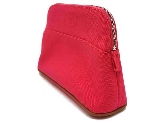 Hermès Pochette Bolide 20 in tela rosa - vista 3