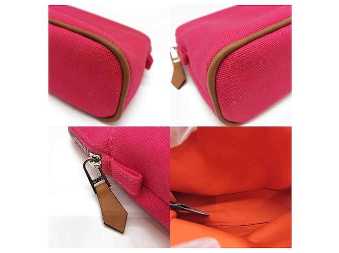 Hermès Pochette Bolide 20 in tela rosa - vista 5