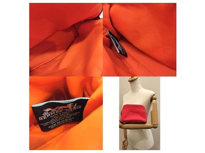 Hermès Pochette Bolide 20 in tela rosa - vista 6