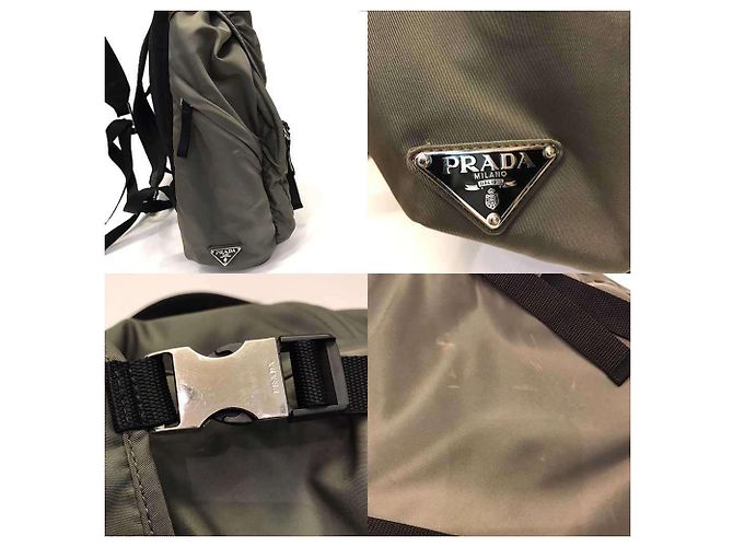 Sac à dos en nylon Prada en vert kaki - vue 4
