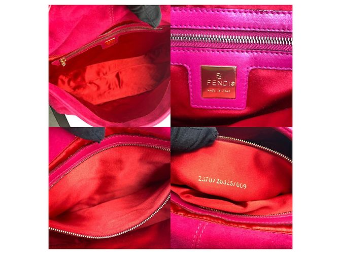 Borsa a mano Fendi Mamma Bucket in suede rosa e rosso - vista 6