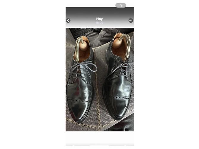 Yohji Yamamoto Scarpe Oxford nere in pelle George Cox - vista 3