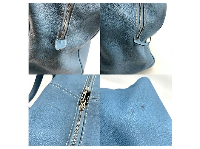 Borsa Boston Victoria di Hermès in Taurillon Clemence Blu Jean - vista 5