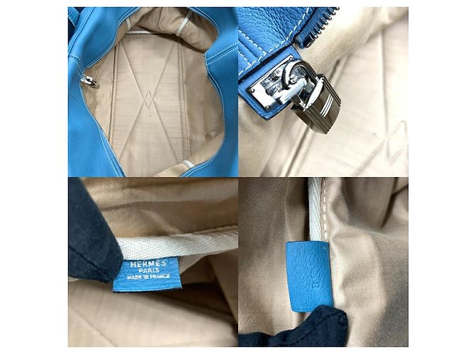 Borsa Boston Victoria di Hermès in Taurillon Clemence Blu Jean - vista 8