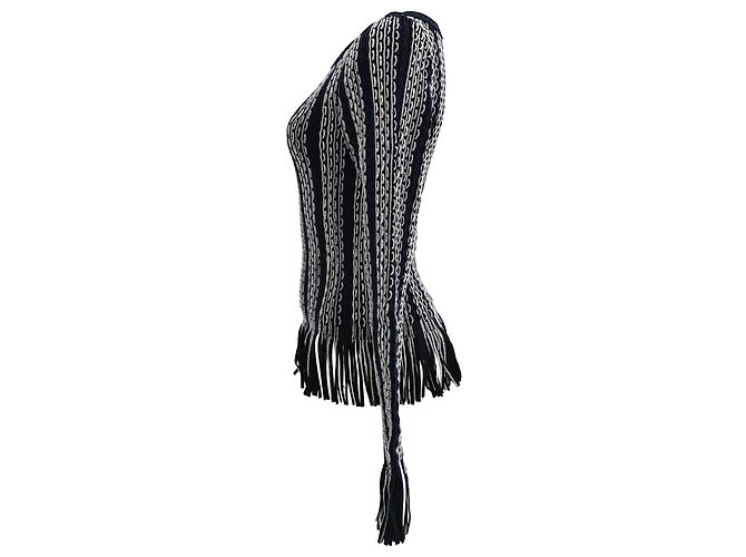 Suéter con flecos Alaïa en lana negra Negro - vista 2