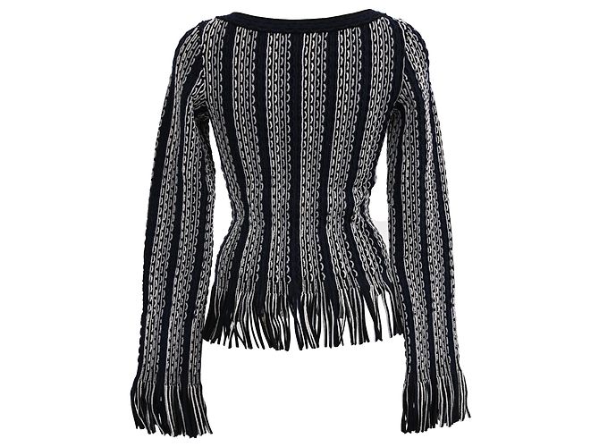 Suéter con flecos Alaïa en lana negra Negro - vista 3