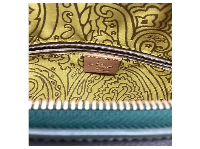 Borsa a mano con zip in pelle oliva Etro Verde Verde oliva - vista 9