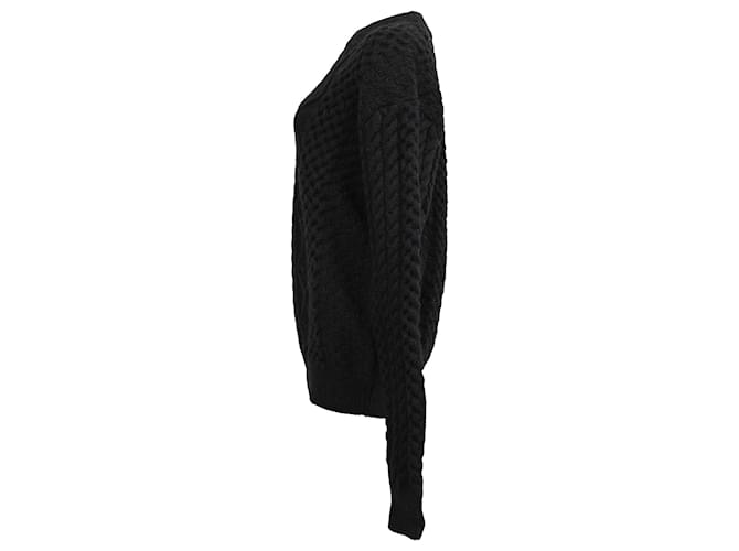 Schwarzer Kabelstrickpullover aus Wolle von Saint Laurent - Ansicht 2