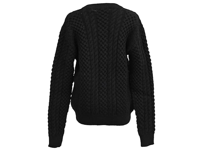 Schwarzer Kabelstrickpullover aus Wolle von Saint Laurent - Ansicht 3