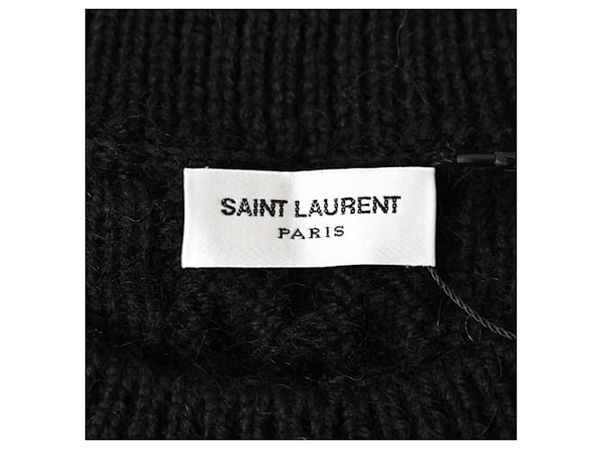 Schwarzer Kabelstrickpullover aus Wolle von Saint Laurent - Ansicht 4
