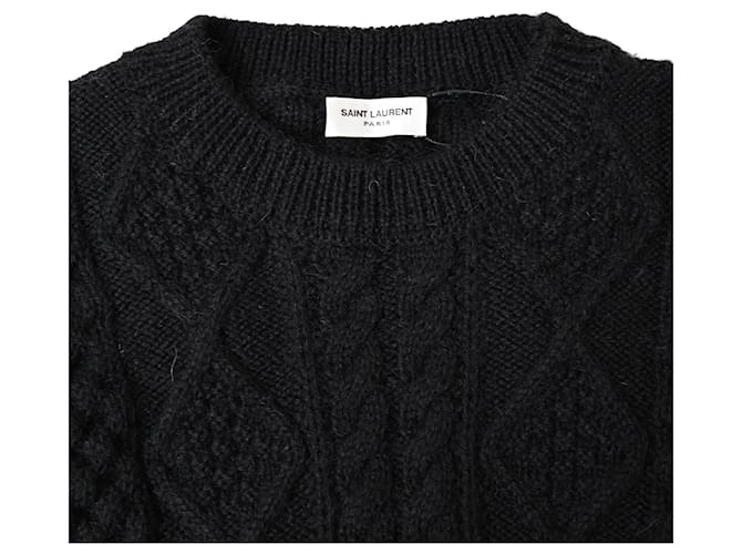 Schwarzer Kabelstrickpullover aus Wolle von Saint Laurent - Ansicht 5