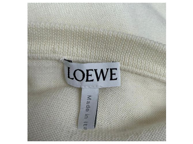 Loewe Anagram-Pocket Pullover aus cremefarbener Wolle Weiß Roh - Ansicht 4