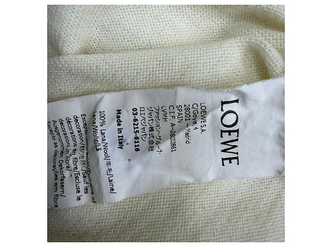 Loewe Anagram-Pocket Pullover aus cremefarbener Wolle Weiß Roh - Ansicht 5