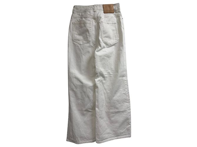 Jeans de tiro alto de pierna ancha Loewe en algodón blanco Crudo - vista 2