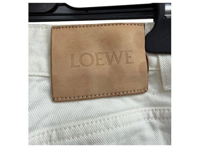 Jeans de tiro alto de pierna ancha Loewe en algodón blanco Crudo - vista 3