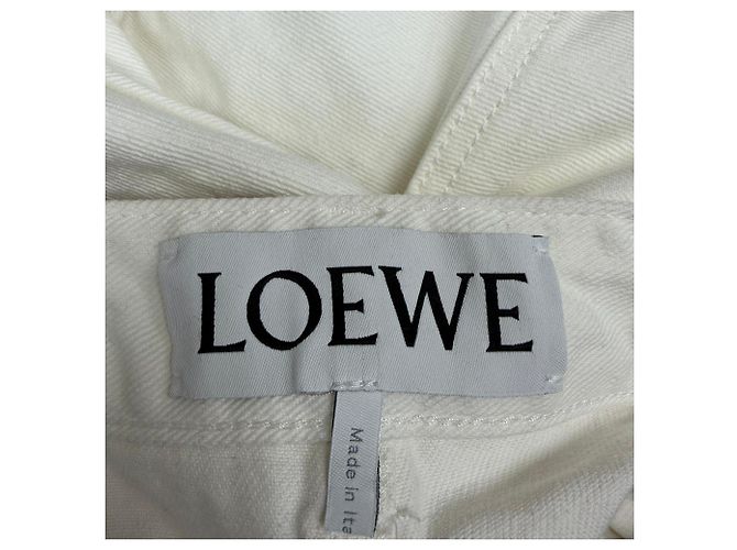 Jeans de tiro alto de pierna ancha Loewe en algodón blanco Crudo - vista 4