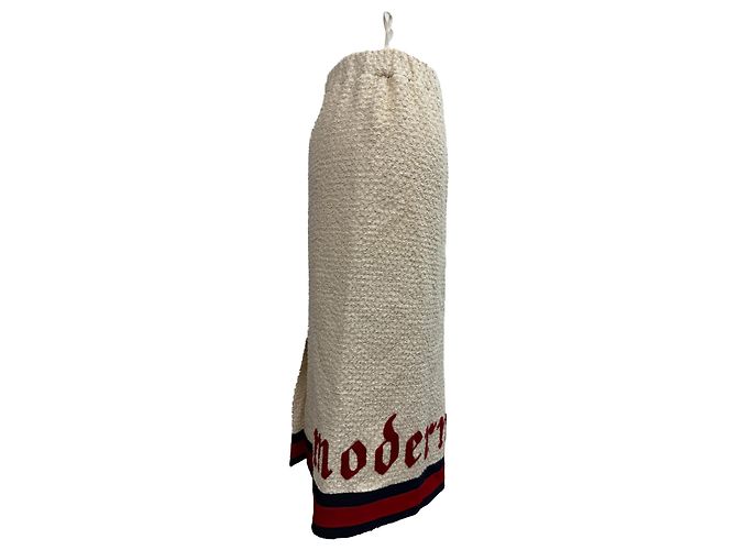 Falda lápiz bordada Gucci Modern Future en tweed crema Blanco Crudo - vista 2