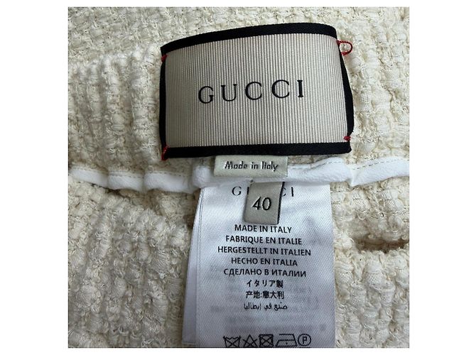 Falda lápiz bordada Gucci Modern Future en tweed crema Blanco Crudo - vista 4