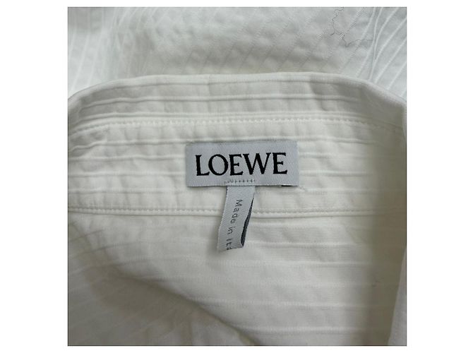 Camisa de manga larga con cinturón de algodón blanco Loewe Crudo - vue 4