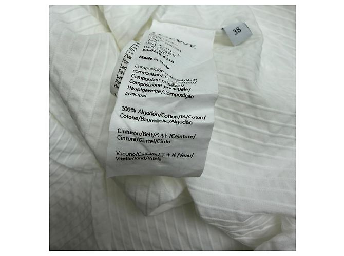 Camisa de manga larga con cinturón de algodón blanco Loewe Crudo - vue 5