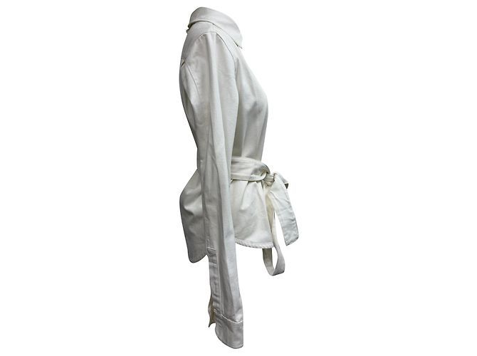 Camisa abotonada con cinturón Loewe en algodón blanco Crudo - vista 2