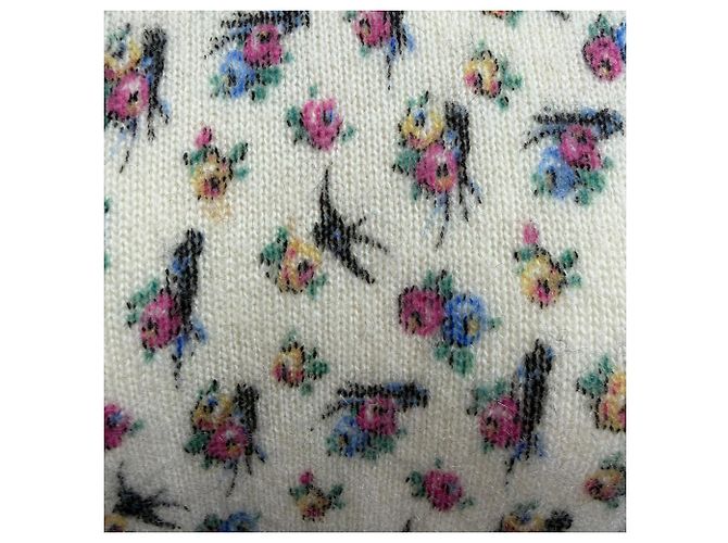 Prada Pullover aus mehrfarbiger Wolle mit floralem Druck und Knöpfen hinten Mehrfarben - Ansicht 2