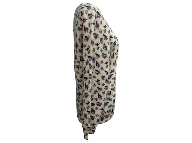 Prada Pullover aus mehrfarbiger Wolle mit floralem Druck und Knöpfen hinten Mehrfarben - Ansicht 3