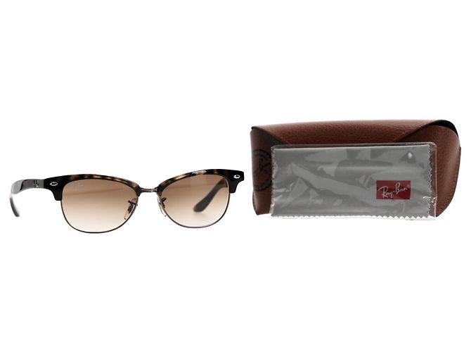 Ray-Ban Occhiali da sole Ray Ban Clubmaster in acetato marrone Rosso - vista 6