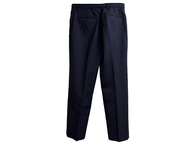 Pantalones rectos a rayas en lana azul marino de Prada - vista 2