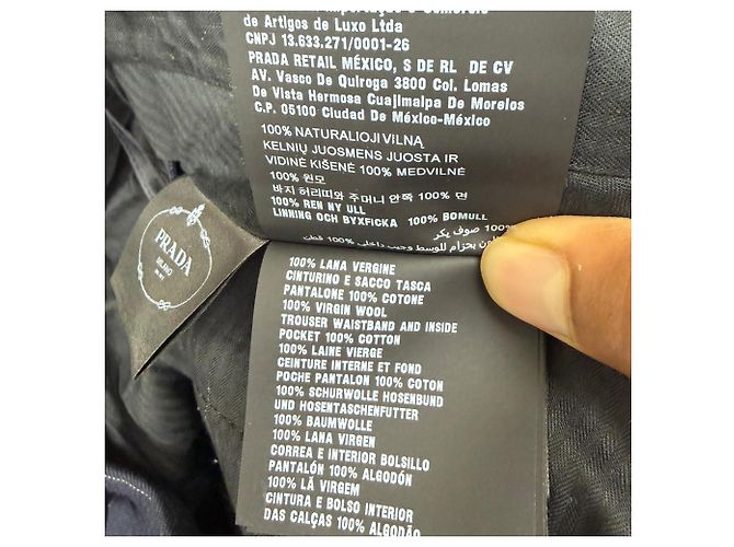 Pantalones rectos a rayas en lana azul marino de Prada - vista 4
