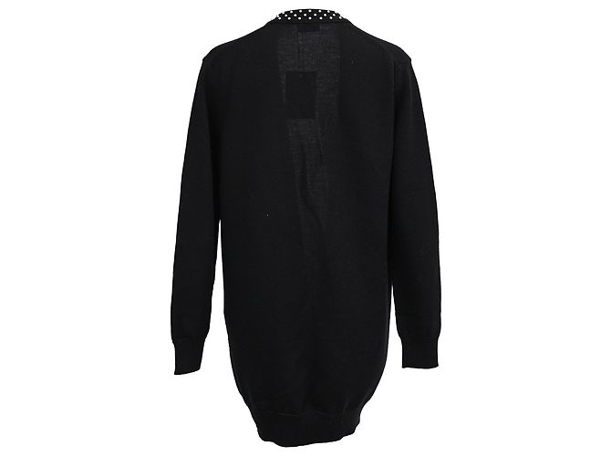 Edge Céline Celine Studded Open Front Cardigan in Black Wool - view 3