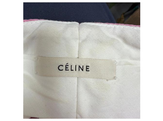Céline Pantalones rectos Celine en lana rosa Castaño - vista 3