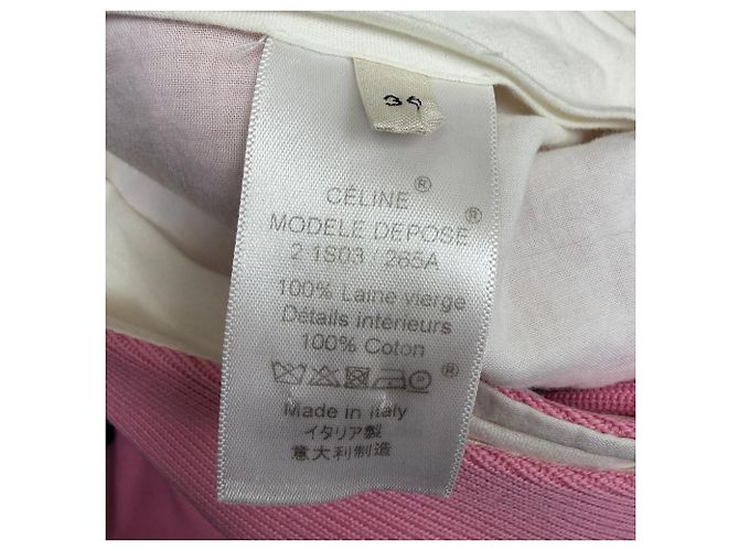 Céline Pantalones rectos Celine en lana rosa Castaño - vista 4