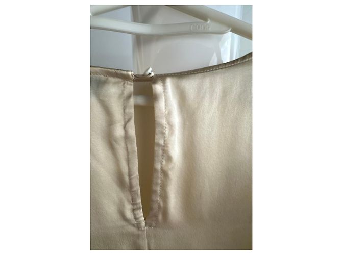 Autre Marque Cremefarbene Seidenbluse mit Samt-Details Roh - Ansicht 3