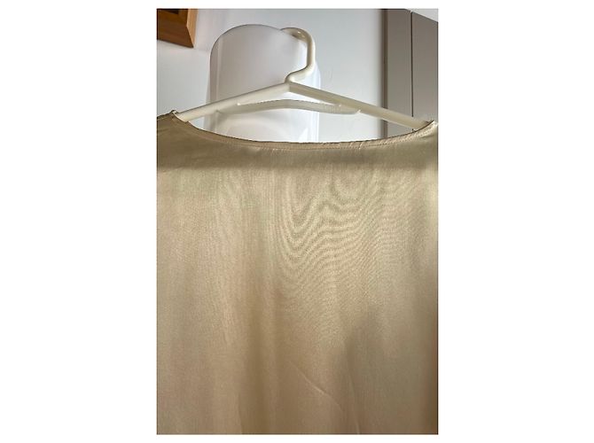 Autre Marque Cremefarbene Seidenbluse mit Samt-Details Roh - Ansicht 5