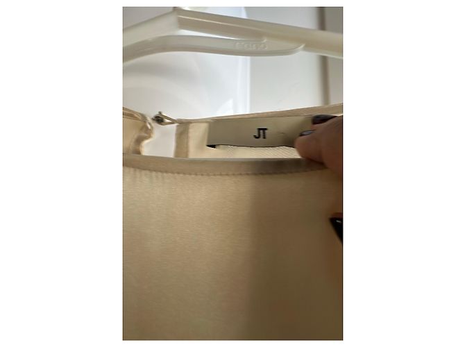 Autre Marque Cremefarbene Seidenbluse mit Samt-Details Roh - Ansicht 8
