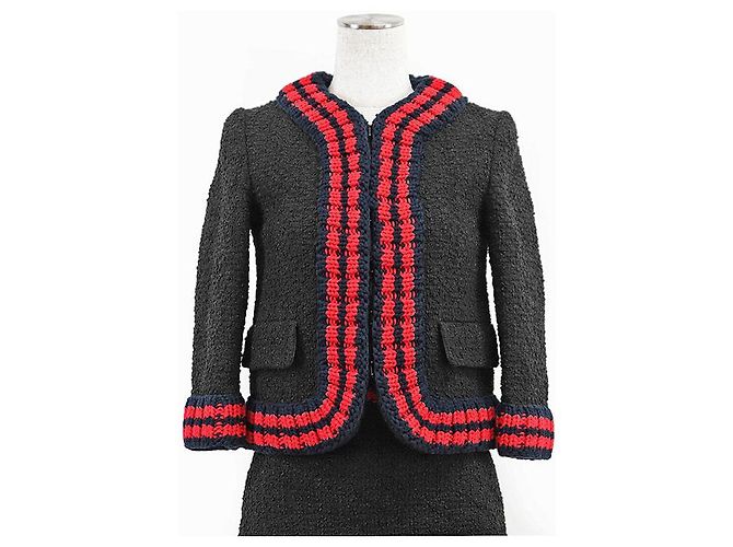Conjunto de punto de tweed Gucci Negro Roja Azul marino - vista 3