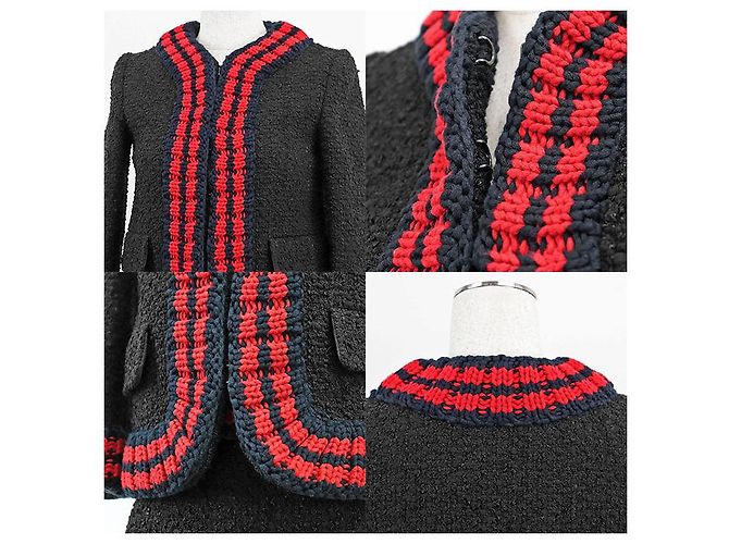 Conjunto de punto de tweed Gucci Negro Roja Azul marino - vista 4