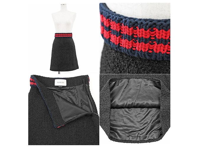 Conjunto de punto de tweed Gucci Negro Roja Azul marino - vista 9