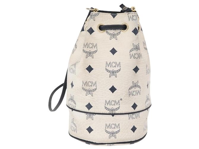 Borsa a Spalla in Pelle MCM con Coulisse Bianco - vista 2