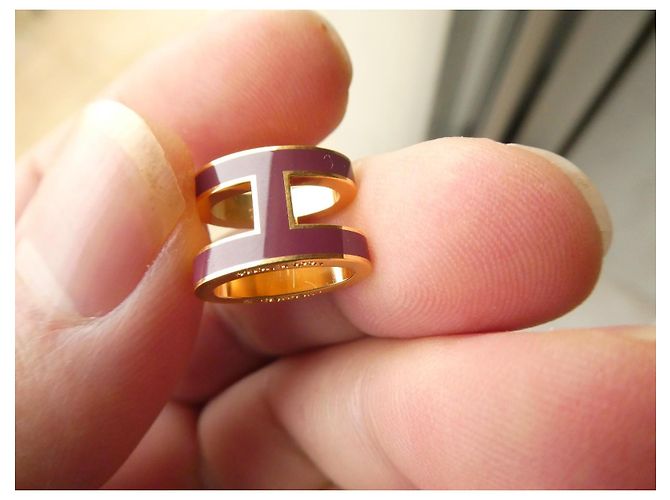Pendente Hermès Modello Pop H Grande Modello Acciaio Placcato Oro e Lacca Granata Porpora - vista 10