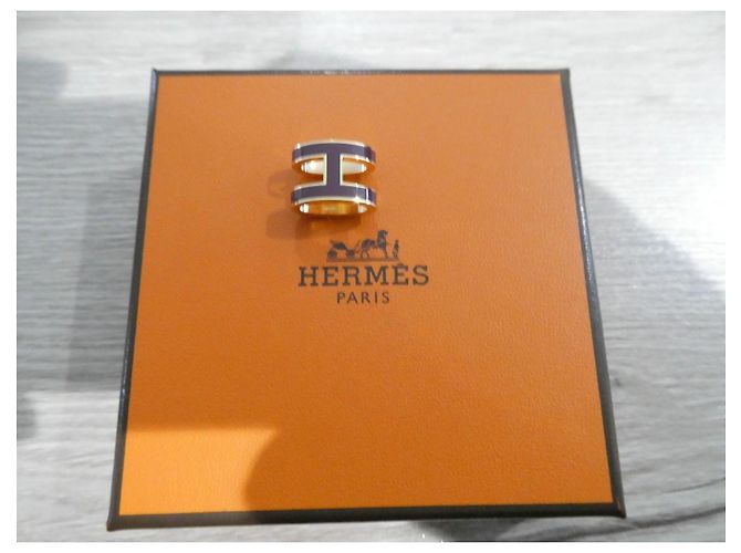 Pendente Hermès Modello Pop H Grande Modello Acciaio Placcato Oro e Lacca Granata Porpora - vista 3