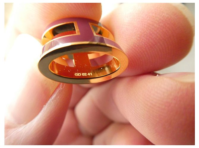 Pendente Hermès Modello Pop H Grande Modello Acciaio Placcato Oro e Lacca Granata Porpora - vista 7