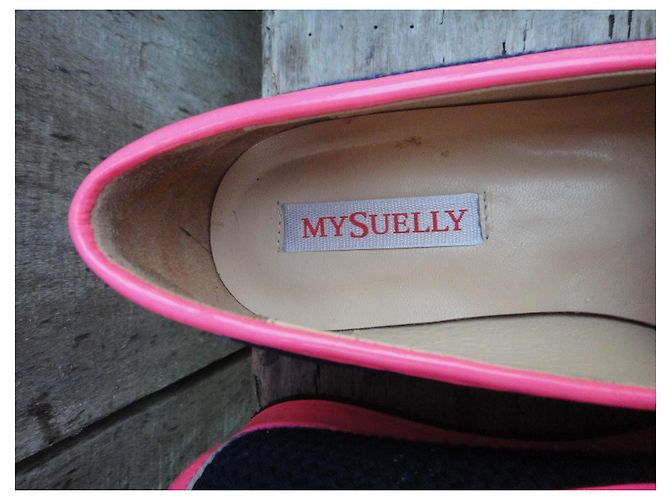 Mocassini My Suelly Valentine in Rafia Blu Navy e Pelle Rosa - vista 8