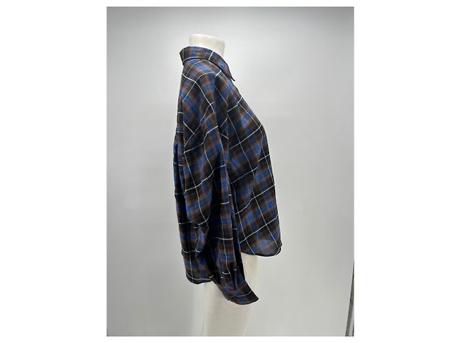 Roseanna Camicia a quadri blu e marrone in lana - vista 3