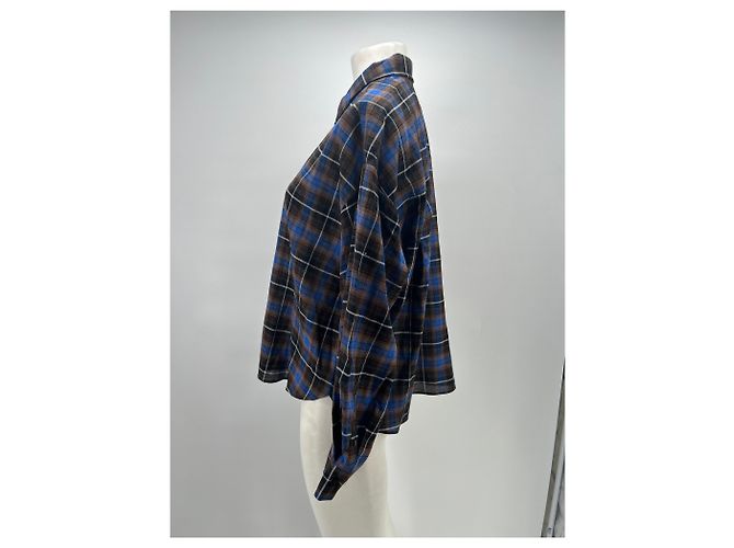 Roseanna Camicia a quadri blu e marrone in lana - vista 4
