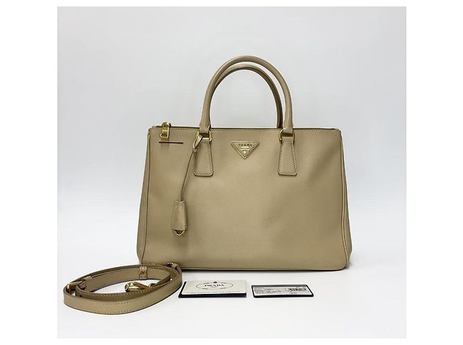 Prada borsa tote lux galleria saffiano beige Marrone - vista 2